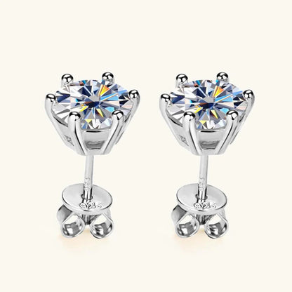 Moissanite Stud Earrings 0.5-2ct 18K Gold Plated Luxury - Smarsty