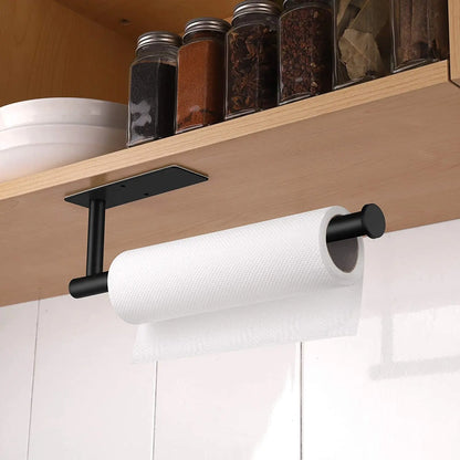Paper Towel Holder Punch-Free Roll Paper Holder Kitchen Tissue Shelf Under Cabinet Fresh Film Tin Foil Holder Accessory
