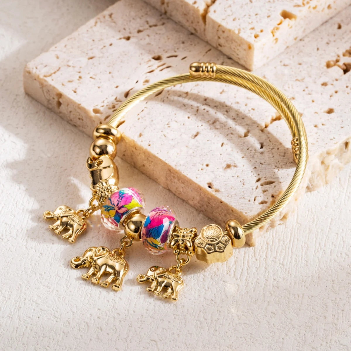 Fashion Stainless Steel Beaded Love Bracelet for Women - Smarsty