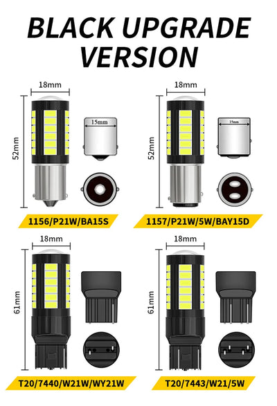 2pcs LED 1156 BA15S P21W 1157 BAU15S PY21W P21/5W BAY15D For Car Truck ATV Light Canbus 5630SMD Turn Signal Lamp DRL Bulb 12V24V - Smarsty
