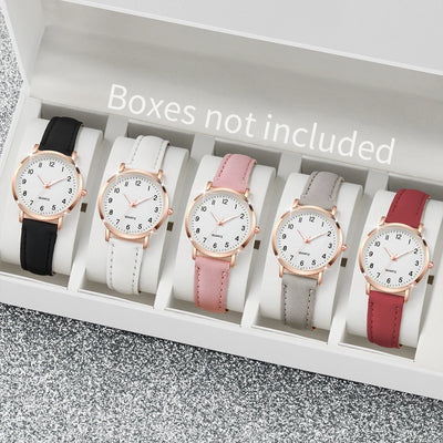 Fashion Arabic Dial Quartz Watch with Leather Strap for Women - Smarsty