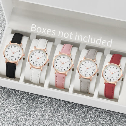 Fashion Arabic Dial Quartz Watch with Leather Strap for Women - Smarsty
