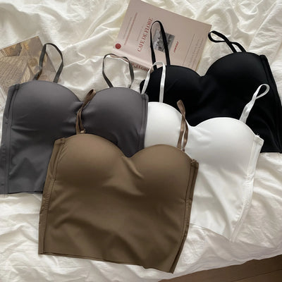 Seamless Camisole for Women Fitness Crop Tops Summer Thin Elegant Sexy All-match Casual One-piece Ice Silk Underwear Tanks Top - Smarsty