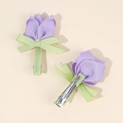 Pink Tulip Floral Hair Clips for Girls - Smarsty