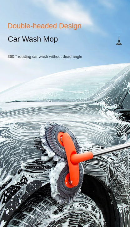 Telescopic Car Cleaning Brush Mop With Chenille Heads - Smarsty