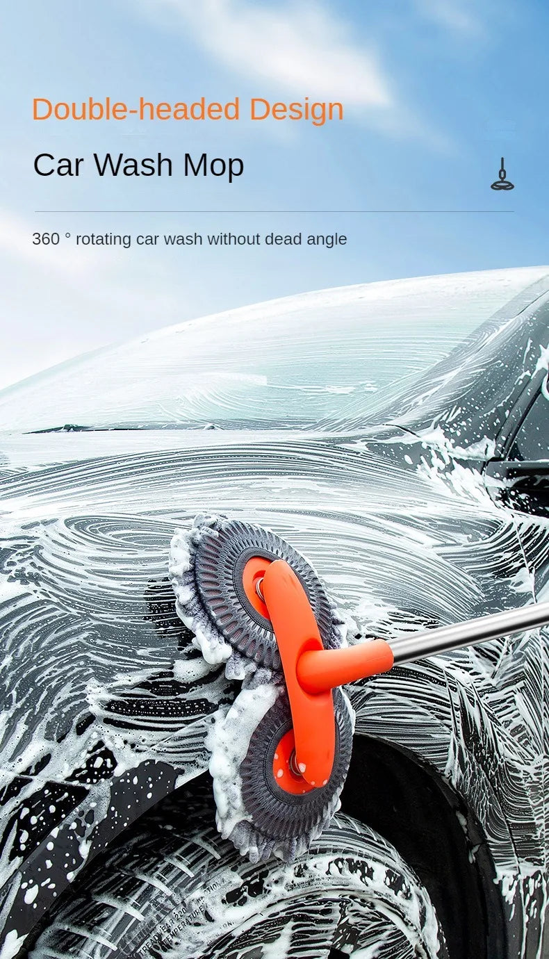 Telescopic Car Cleaning Brush Mop With Chenille Heads - Smarsty