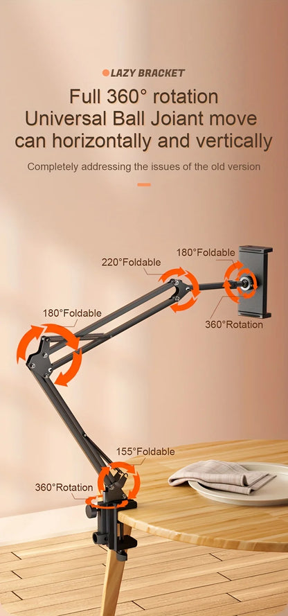 Adjustable Bed Tablet Holder Rotatable Long Arm Metal Desktop Tablet Bracket Mounts Clamp for 4.7-13" for iPad Mini Air Pro