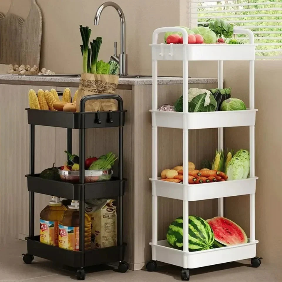 Bookshelf Storage Trolley Mobile Kitchen Organizer Cart with Wheels Save Space Household Shelves Bedroom Snacks Storage Rack by Smarsty