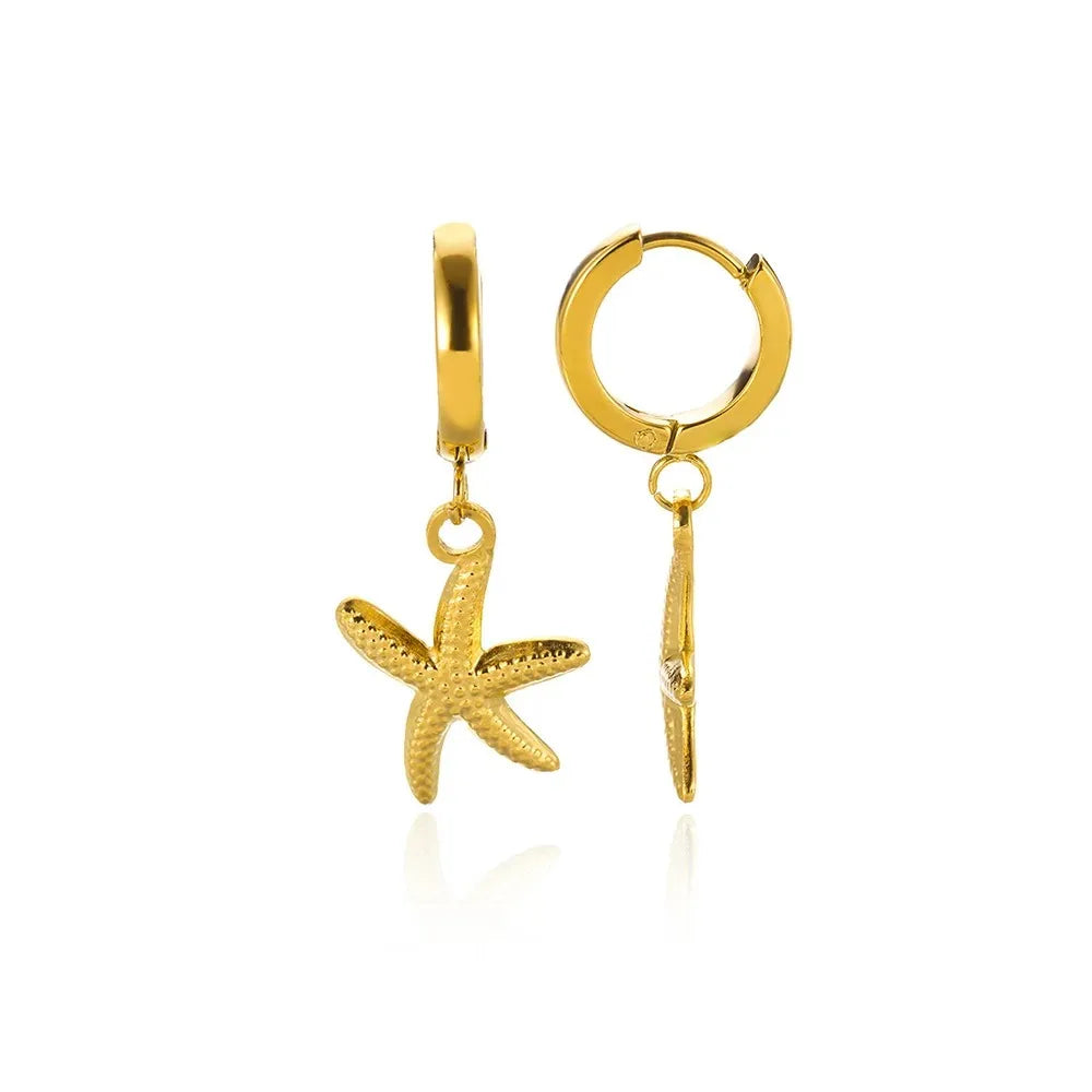 Vintage Starfish Stainless Steel Stud Earrings Lightweight - Smarsty