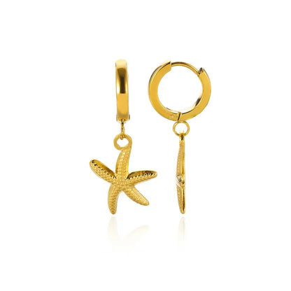 Vintage Starfish Stainless Steel Stud Earrings Lightweight - Smarsty