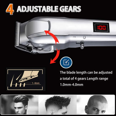Cordless Electric Hair Clippers for Men,Professional Barber Clippers and Trimmers Set for Hair Cutting Kit with LED Display