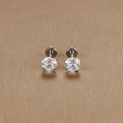 16G Surgical Steel Labret Stud Earrings Secure CZ Comfort - Smarsty
