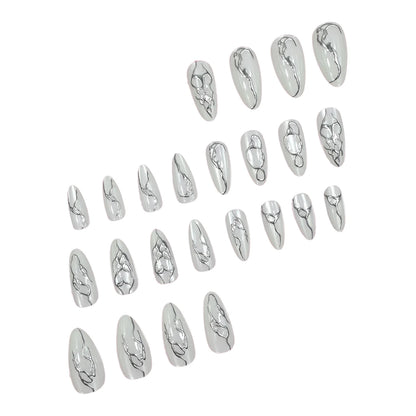 Extra Long Stiletto Black Full Cover Fake Nails - Smarsty