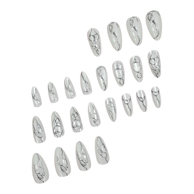 Extra Long Stiletto Black Fake Nails 24PCS Full Cover - Smarsty