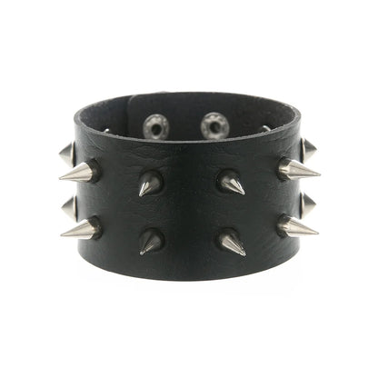 Unisex PU Leather Punk Bracelet With Spikes And Skull - Smarsty