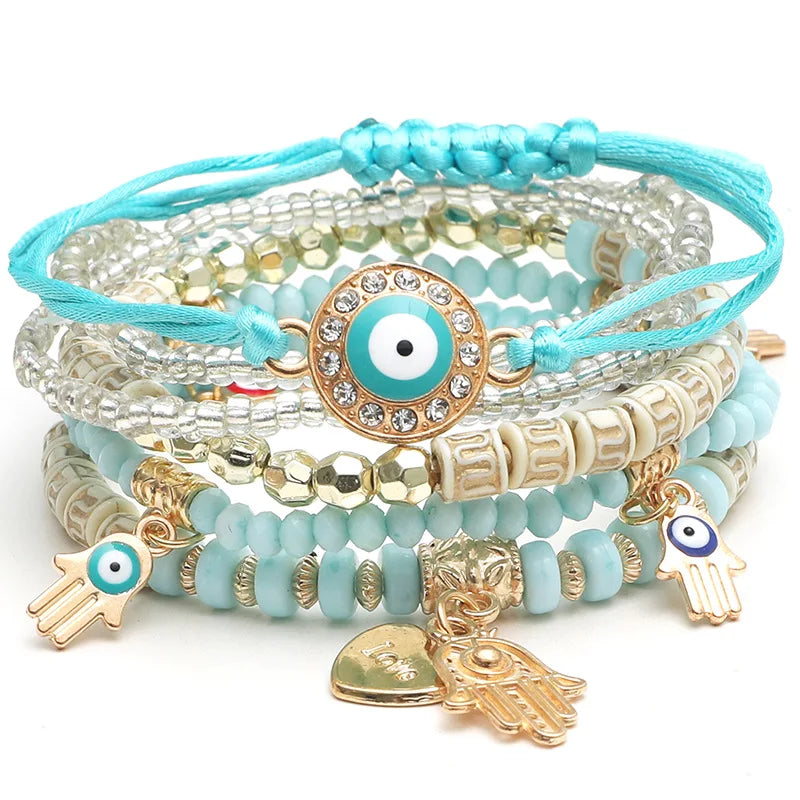 Bohemian Evil Eye Bracelet Set for Women - Smarsty