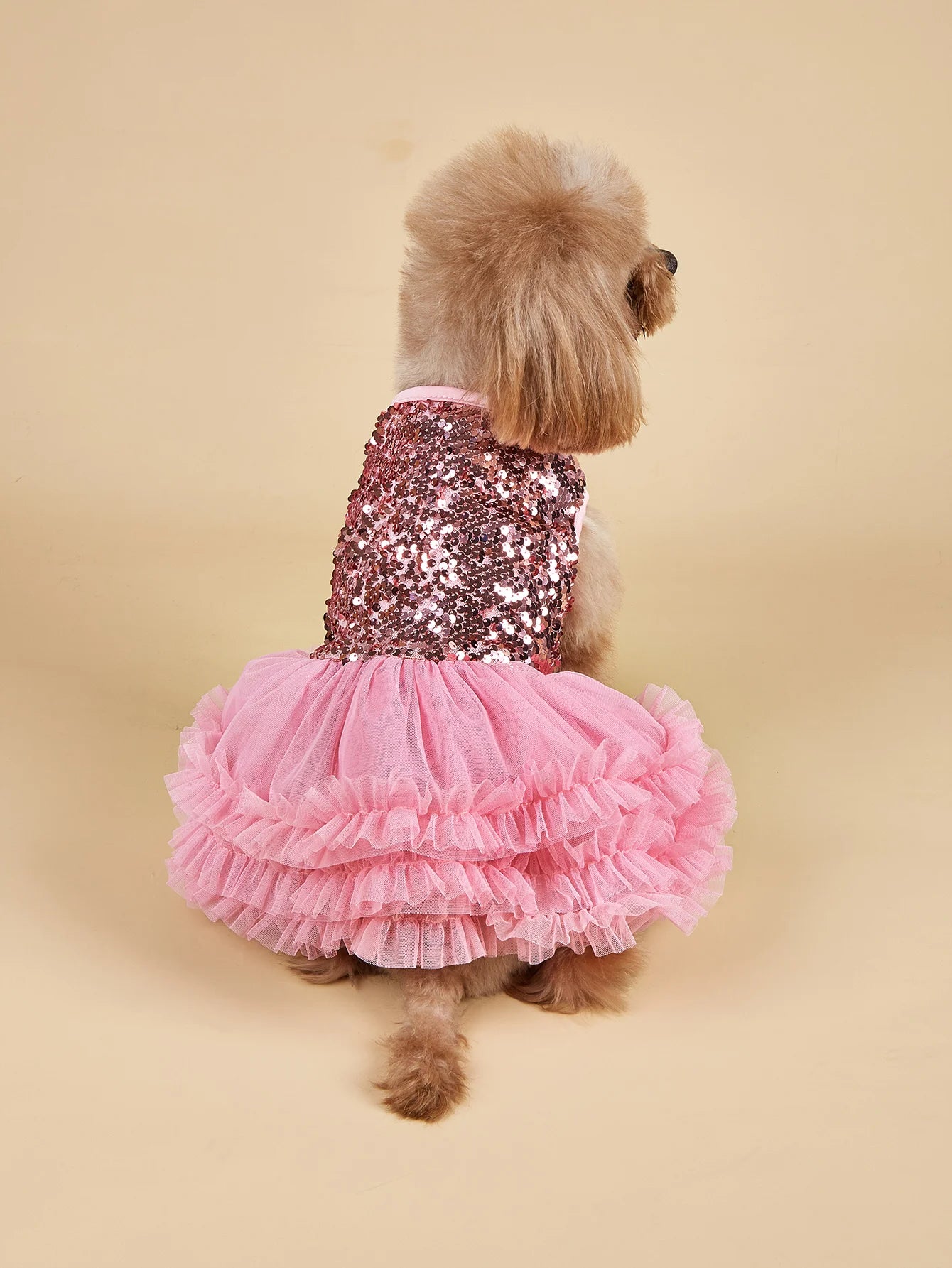 Sleeveless Dog Dress with Tulle and Sequins - Smarsty