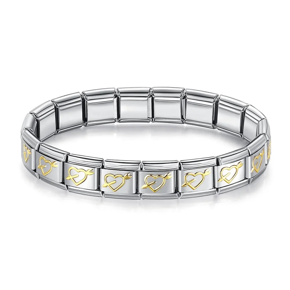 Womens Stainless Steel Charm Bracelet Elastic Fashion Bangle - Smarsty