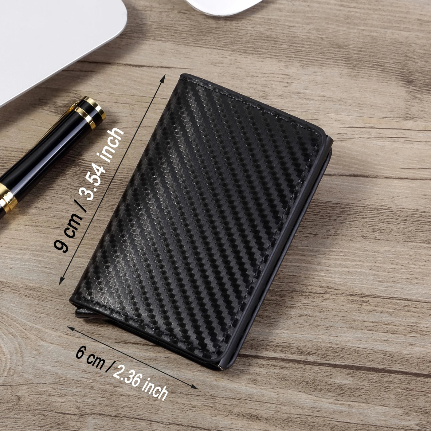 Rfid Aluminum Men Wallet Card Holders Purse Carbon Fiber Men Business Slim Thin Smart Wallet Credit Cardholder Case Note Holder