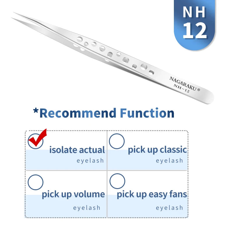NAGARAKU Stainless Steel Eyelash Extension Tweezers Precision Grip - Smarsty