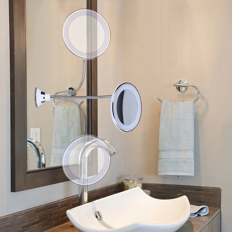 Flexible Gooseneck Makeup Mirror with Bright LED Light - Smarsty