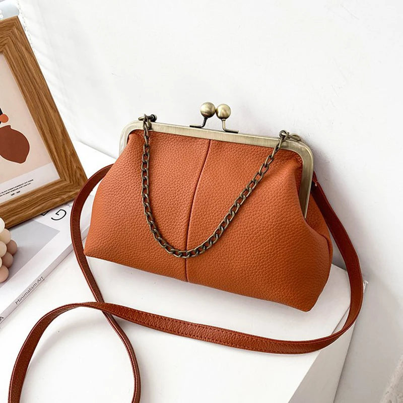 Vintage Soft Skin Shell Bag Lychee Pattern Crossbody - Smarsty