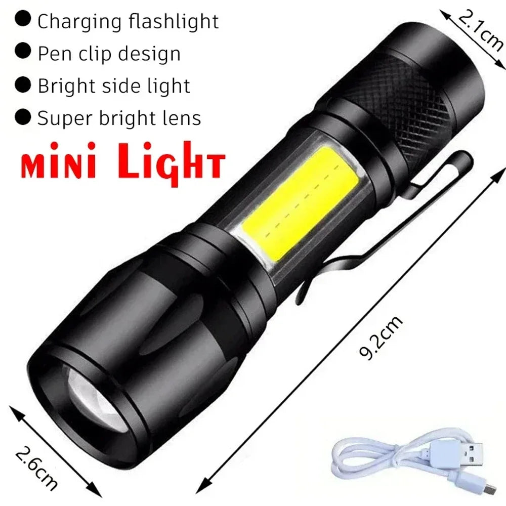 High Strong Power Led Flashlights 2000LM Tactical Torch with Display Light Rechargeable Camping Fishing Emergency Zoom Lantern