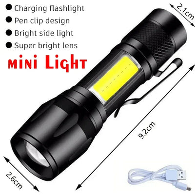 High Strong Power Led Flashlights 2000LM Tactical Torch with Display Light Rechargeable Camping Fishing Emergency Zoom Lantern - Smarsty