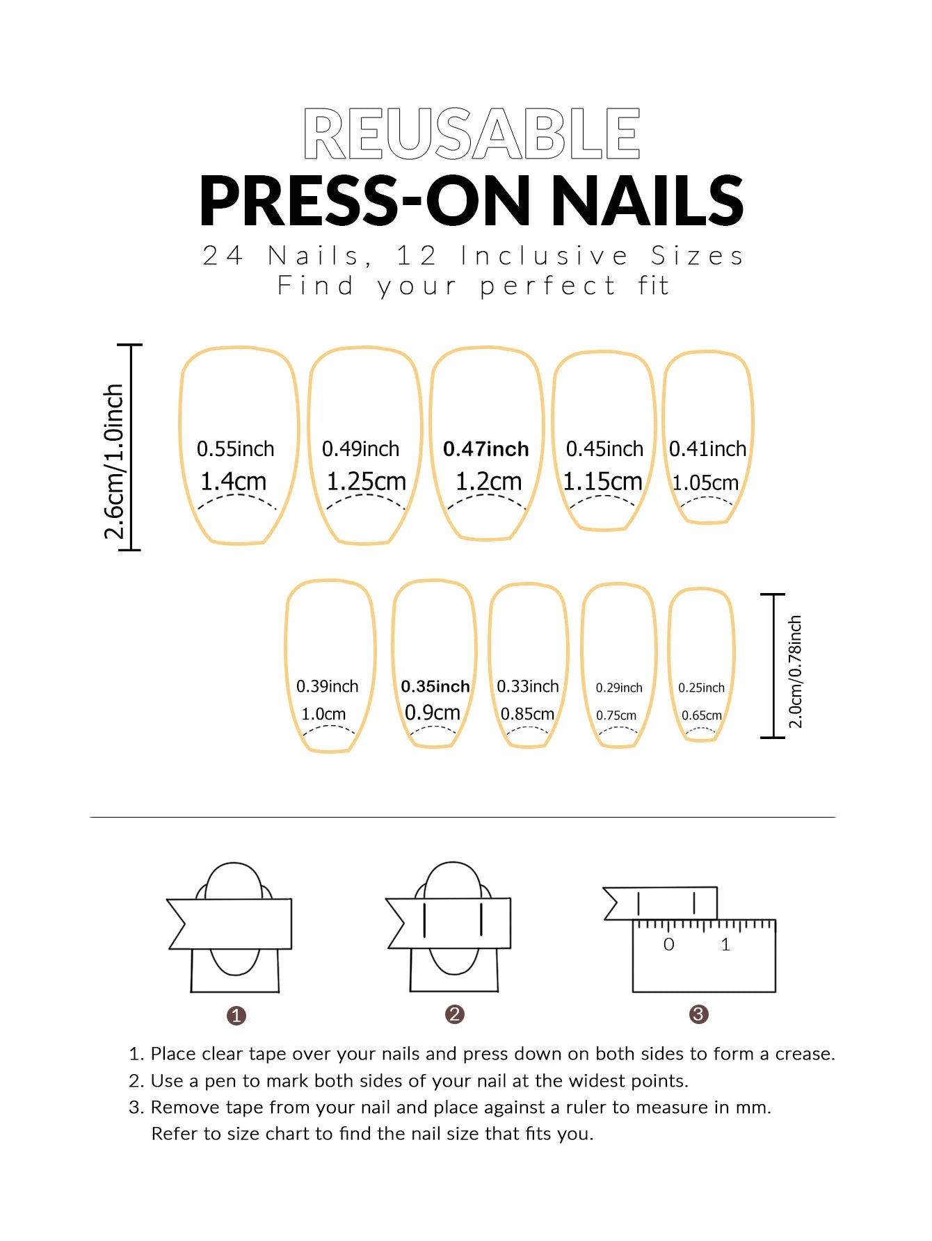 24 Piece Short Fake Nails Set with Glitter Tips - Smarsty