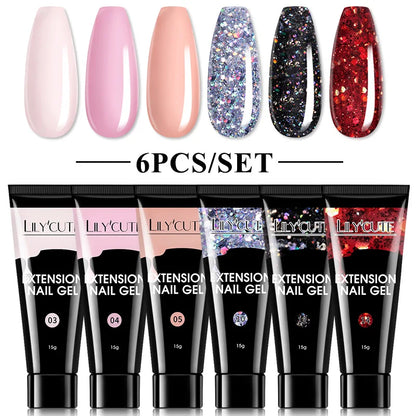 LILYCUTE Nail Gel Set with 6W LED Lamp for Quick Manicure - Smarsty