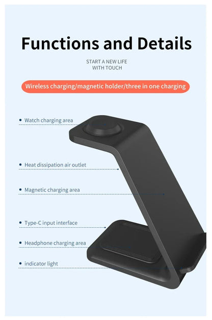30W Ultrafast Wireless Charger Stand 3 in 1 with Holder - Smarsty