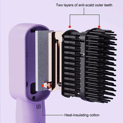 Cordless Hair Straightener Brush with Anti-Scald Feature - Smarsty