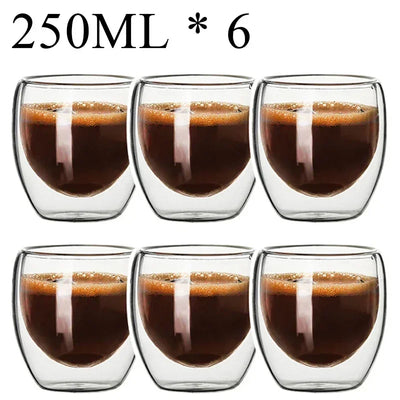 Double Wall Borosilicate Glass Mugs Set Heat Resistant - Smarsty
