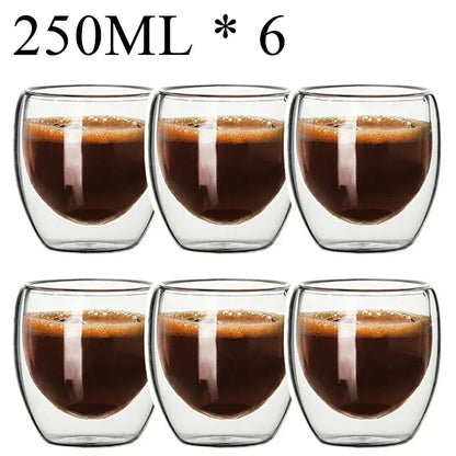 Double Wall Borosilicate Glass Mugs Set Heat Resistant - Smarsty