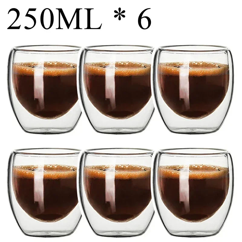 Double Wall Borosilicate Glass Mugs Set Heat Resistant - Smarsty