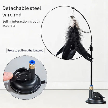 Interactive Feather Cat Toy Wand with Suction Cup - Smarsty
