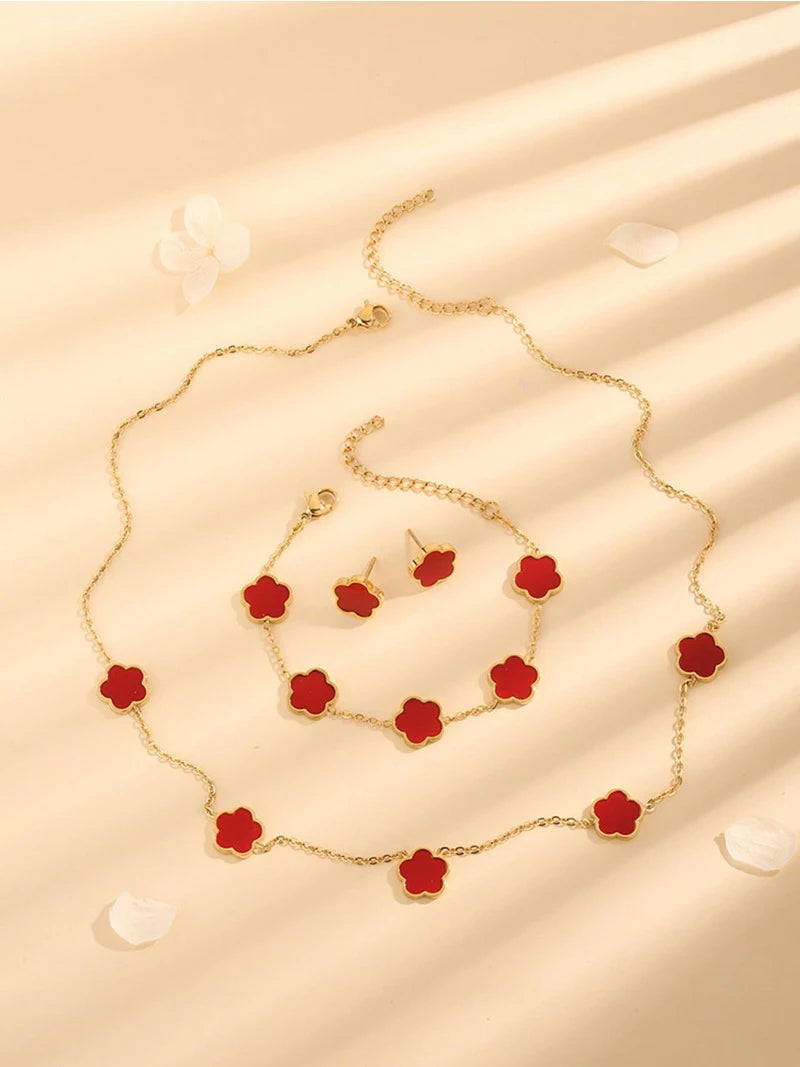 Lucky Five-Petal Flower Jewelry Set for Women - Smarsty