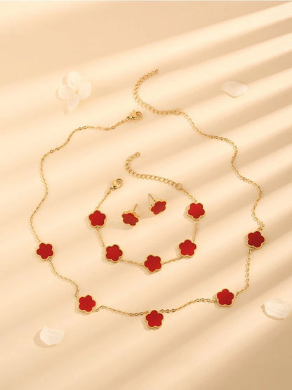 Lucky Five-Petal Flower Jewelry Set for Women - Smarsty