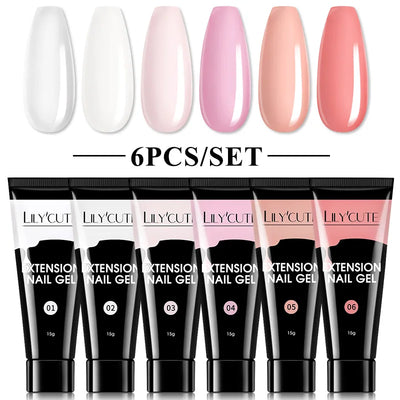 LILYCUTE Nail Gel Set with 6W LED Lamp for Quick Manicure - Smarsty