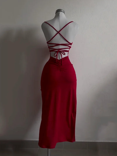 2024 explosive new dress summer high sensibility halter strap Spice Girl bag hip dress - Smarsty