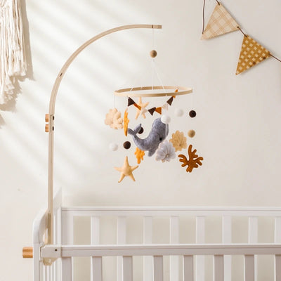 Baby Crib Mobile Bed Bell Rattle Toys Wooden Crochet Stars Pendant Bed Bell Toys Newborn Comfort Crib Bracket Hanging Toys Gifts by Smarsty