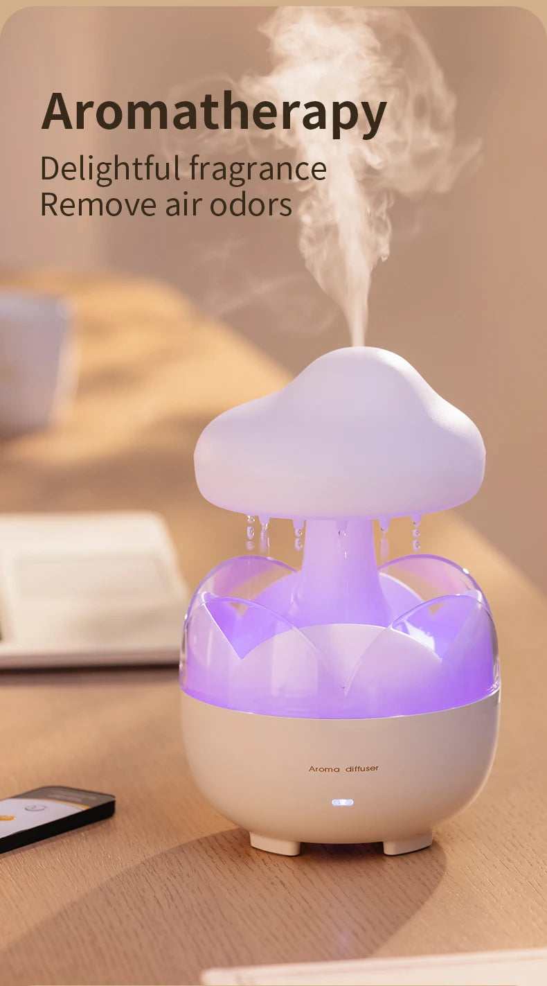 Mushroom Rain Humidifier and Aroma Diffuser with Colorful Night Lights - Smarsty