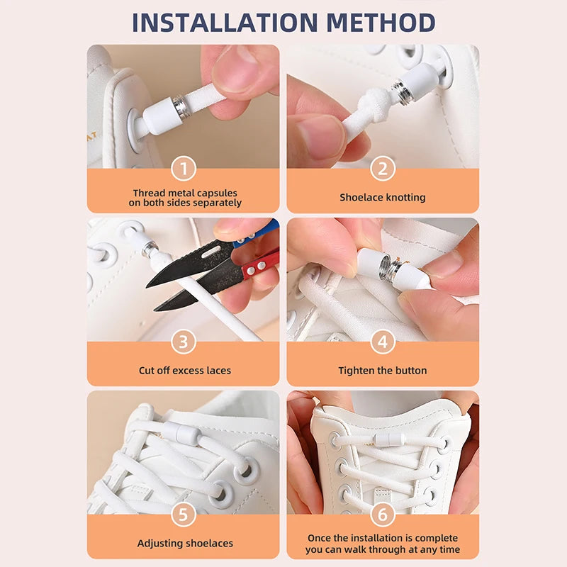 Elastic No Tie Shoelaces Semicircle Shoe Laces For Kids and Adult Sneakers Shoelace Quick Lazy Metal Lock Laces Shoe Strings - Smarsty