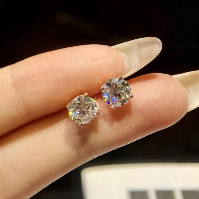 Moissanite Stud Earrings Sterling Silver Bridal GRA - Smarsty