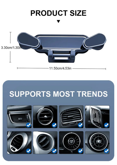 BLALION Car Phone Holder Gravity GPS Support 360 Degree Rotatable Anti Shaking Car Air Vent Mount For IPhone Pro Xiaomi Samsung - Smarsty