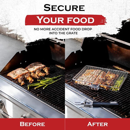 Portable Stainless Steel Folding Grill Basket for Outdoor Cooking - Smarsty