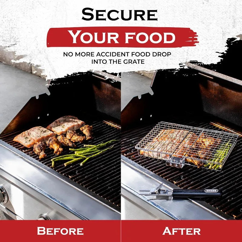 Portable Stainless Steel Folding Grill Basket for Outdoor Cooking - Smarsty