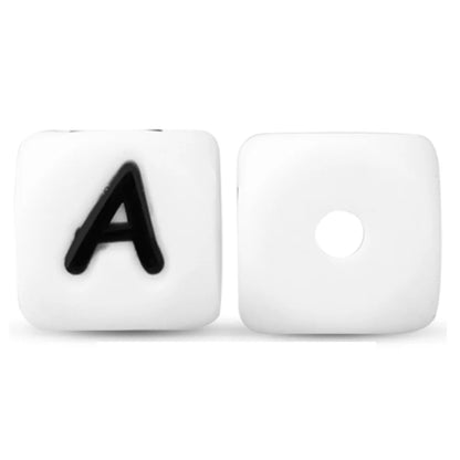 50Pcs Silicone Alphabet Beads White DIY Jewelry Making - Smarsty