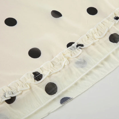BIIKPIIK Casual Women Polka Dot Skirts Lettuce Trim Beige Elegant Midi Skirts Streetwear Simple All-match Bottom Clothing Spring - Smarsty