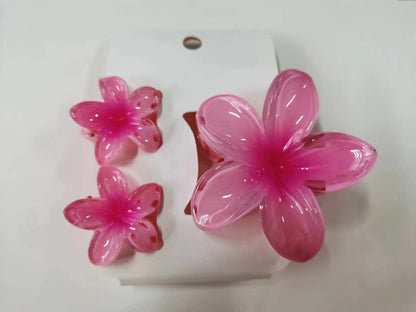 Pack Of 3 Flower Claw Clips Beach Summer Hair Accessories - Smarsty